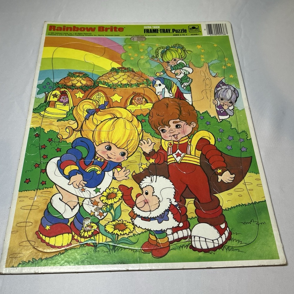 Vintage 1980s Rainbow Brite Puzzle Golden Frame-Tray 1983 Kids Games Bright Toys